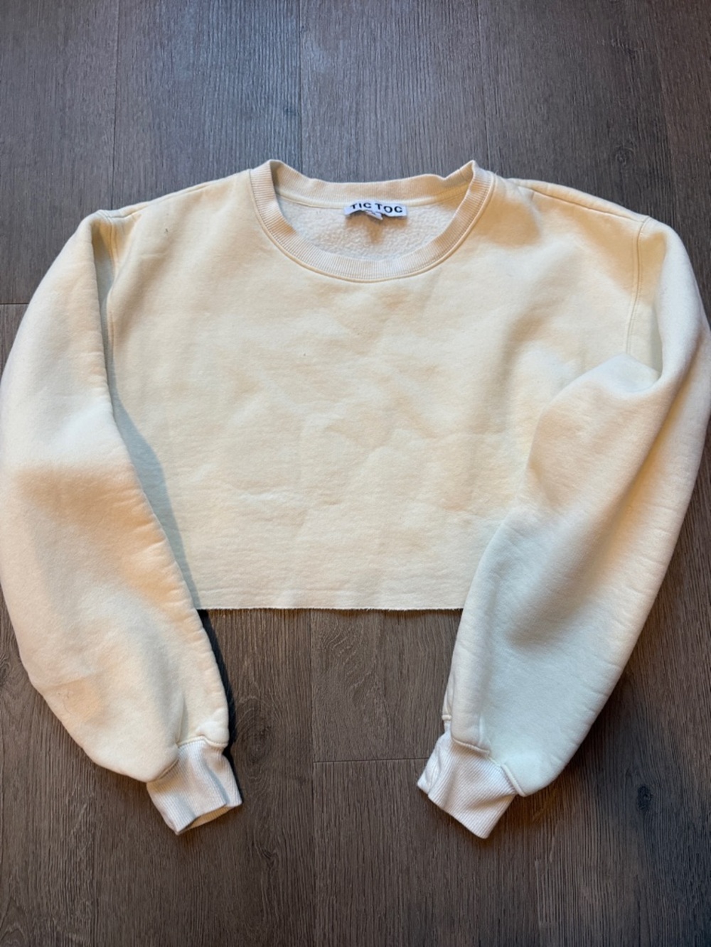 Cropped Crew Sweatshirt in Cream by Tic Toc